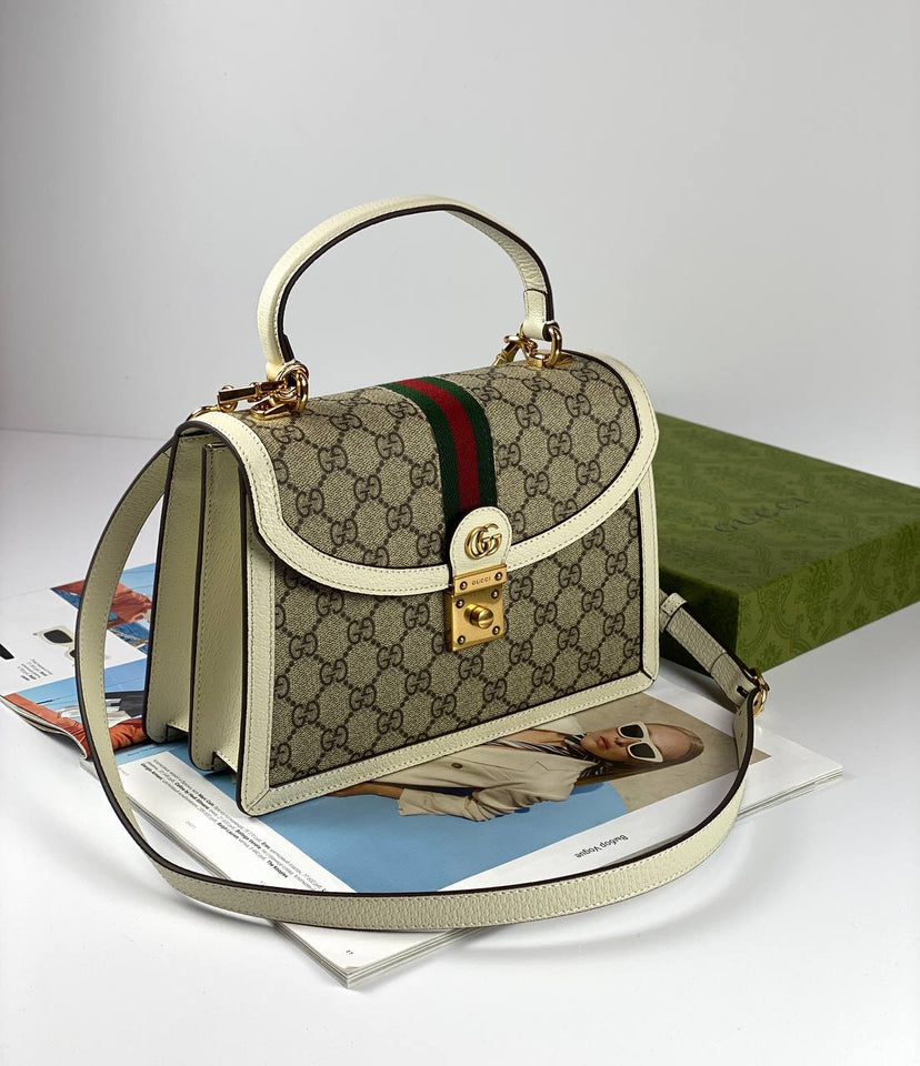 Gucci Ophidia small top handle bag beige