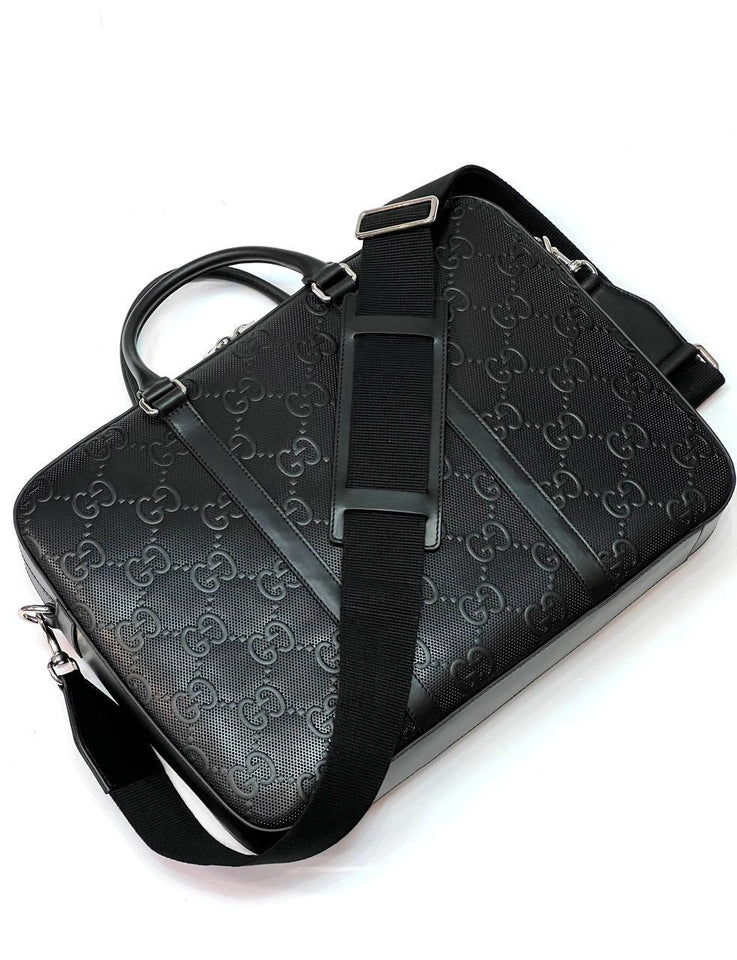 Gucci GG embossed Men's briefcase black