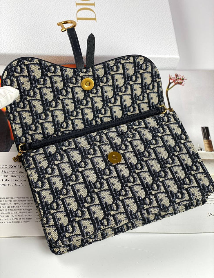 Dior SADDLE BAG Blue Oblique Jacquard