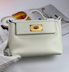 Hermes 24/24 Bag Evercolor with Swift 21  white Gold Hardware