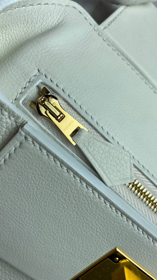 Hermes 24/24 Bag Evercolor with Swift 21  white Gold Hardware