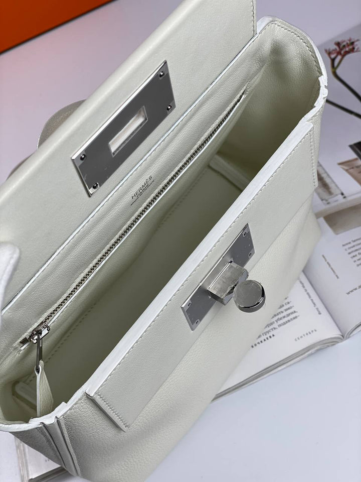 Hermes 24/24 Bag Evercolor with Swift 21 white palladium-platedHardware