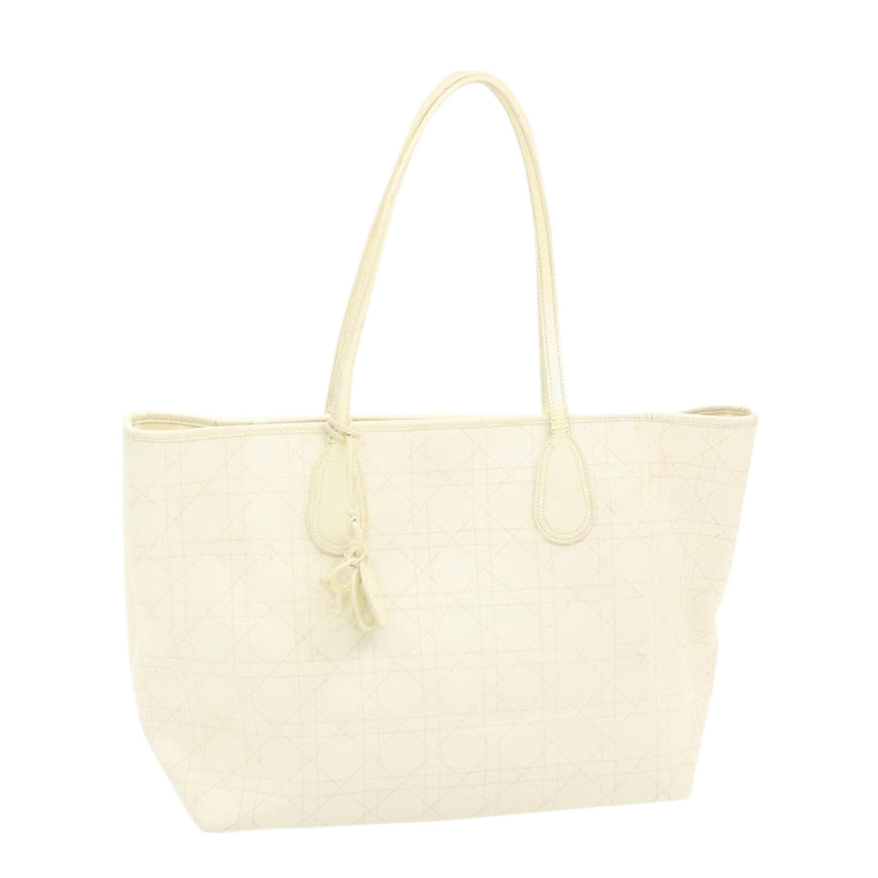 CHRISTIAN DIOR Panarea Tote Bag Coated Canvas White  rd1228