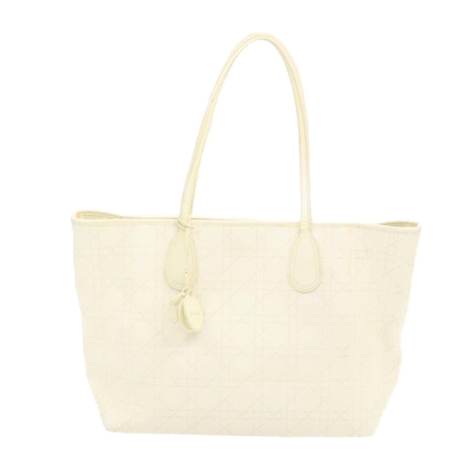 CHRISTIAN DIOR Panarea Tote Bag Coated Canvas White  rd1228