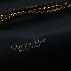 CHRISTIAN DIOR Trotter Canvas Chain Shoulder Bag Navy  rd2392