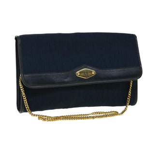 CHRISTIAN DIOR Trotter Canvas Chain Shoulder Bag Navy  rd2392