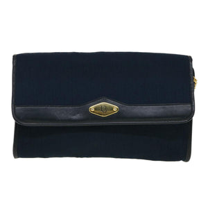 CHRISTIAN DIOR Trotter Canvas Chain Shoulder Bag Navy  rd2392