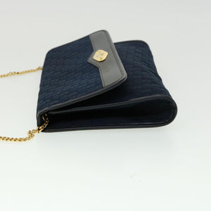 CHRISTIAN DIOR Trotter Canvas Chain Shoulder Bag Navy  rd2392