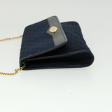 CHRISTIAN DIOR Trotter Canvas Chain Shoulder Bag Navy  rd2392