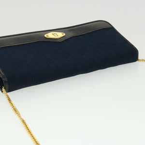 CHRISTIAN DIOR Trotter Canvas Chain Shoulder Bag Navy  rd2392