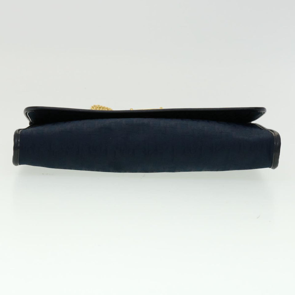 CHRISTIAN DIOR Trotter Canvas Chain Shoulder Bag Navy  rd2392