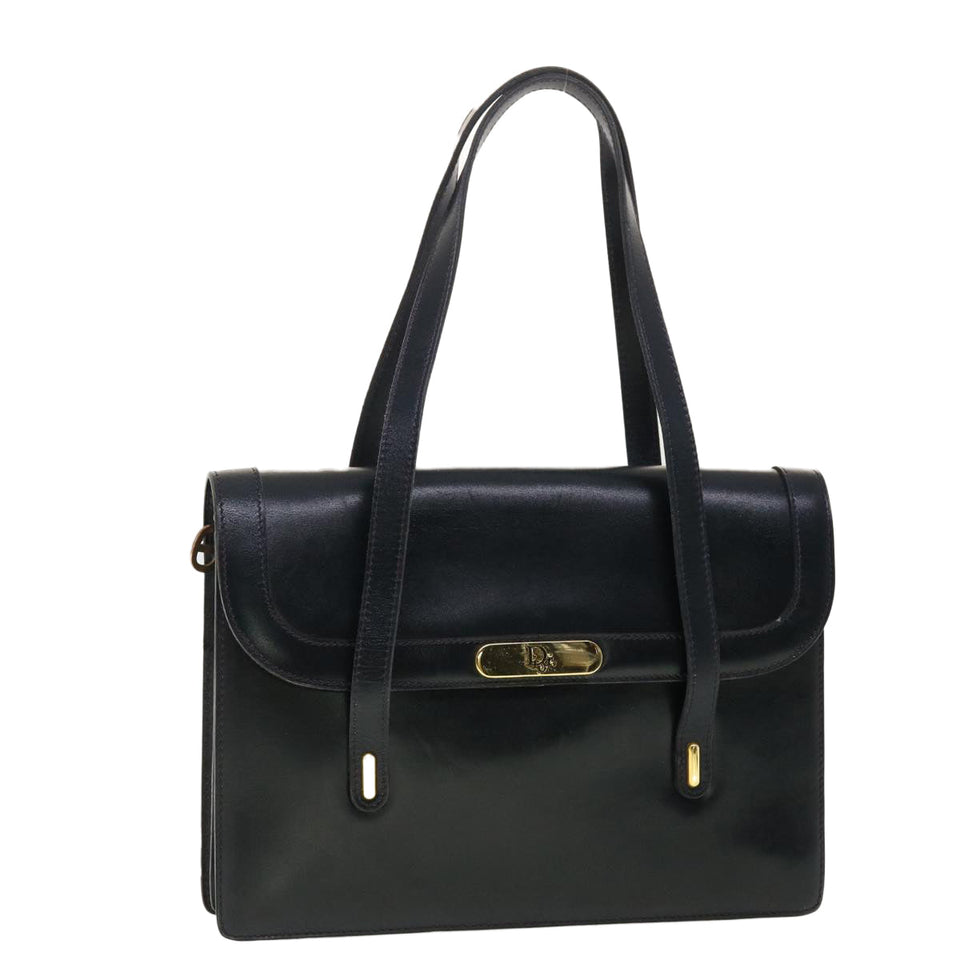 CHRISTIAN DIOR Shoulder Bag Leather Navy  rd4751