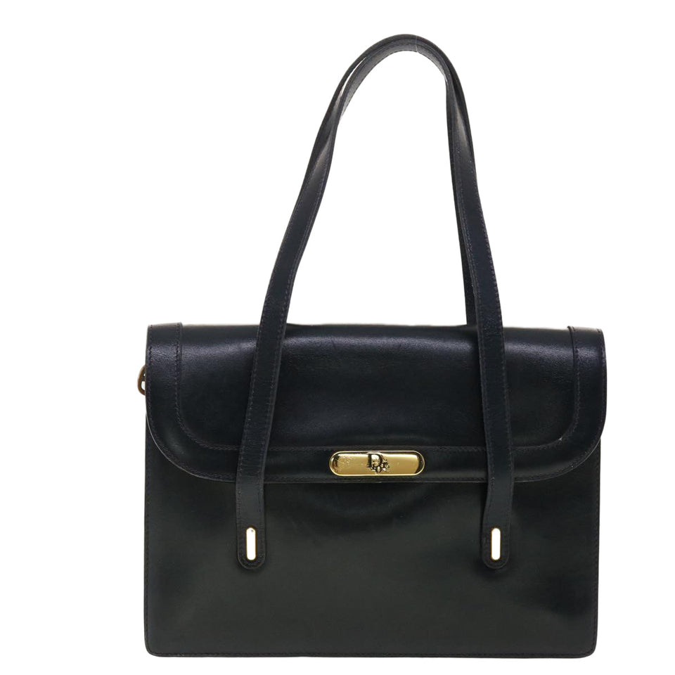 CHRISTIAN DIOR Shoulder Bag Leather Navy  rd4751