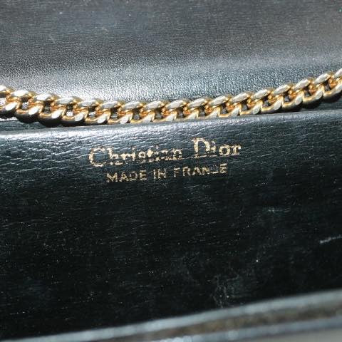 CHRISTIAN DIOR Leather Chain Shoulder Bag Black  rd867