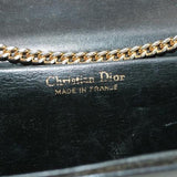 CHRISTIAN DIOR Leather Chain Shoulder Bag Black  rd867