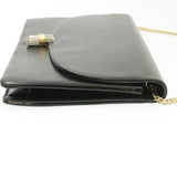 CHRISTIAN DIOR Leather Chain Shoulder Bag Black  rd867