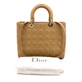 Lady Dior Large Cannage Leather Zip Beige Bag