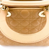Lady Dior Large Cannage Leather Zip Beige Bag