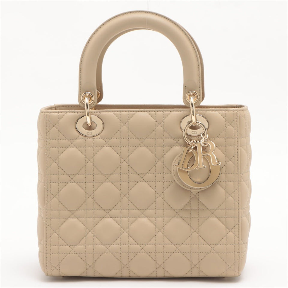 Lady Dior Medium Cannage Leather Beige Bag