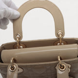 Lady Dior Small Cannage Patent Calfskin Beige Bag