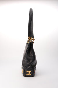 Vintage Chanel Black Leather Tote Bag