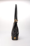 Vintage Chanel Black Leather Tote Bag