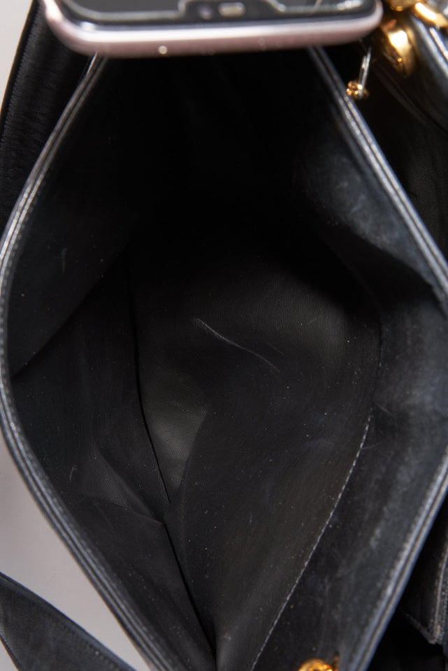 Vintage Chanel Black Leather Tote Bag