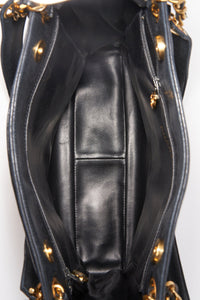Vintage Chanel Black Leather Tote Bag