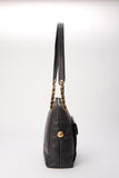 Vintage Chanel Black Leather Tote Bag with 24K Gold Plated Hardware
