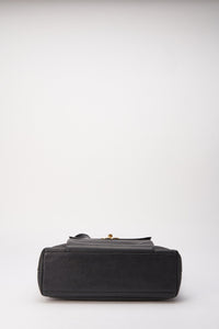Vintage Chanel Black Leather Tote Bag with 24K Gold Plated Hardware