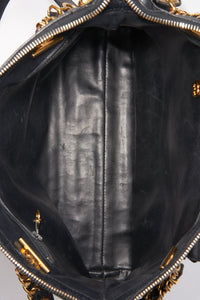 Vintage Chanel Black Leather Tote Bag with 24K Gold Plated Hardware