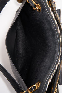 Vintage Chanel Black Leather Tote Bag with 24K Gold Plated Hardware