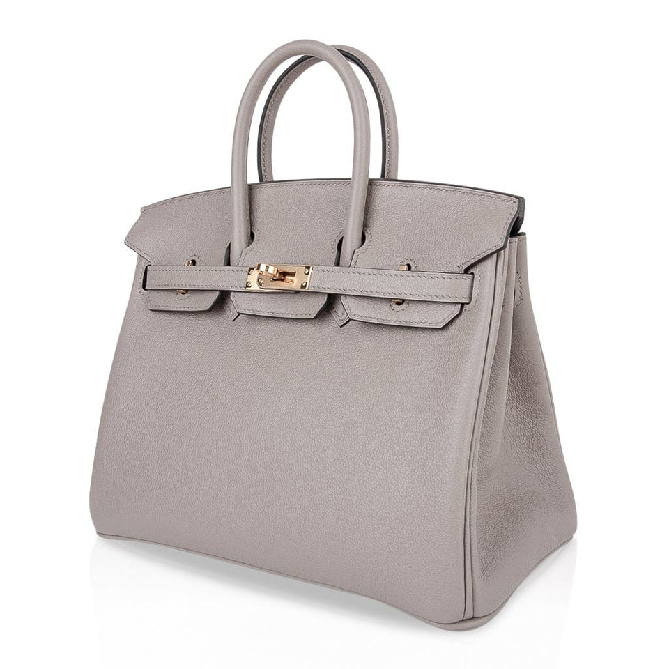 Hermes Birkin 25 Bag Gris Asphalte Novillo Leather Gold Hardware