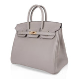 Hermes Birkin 25 Bag Gris Asphalte Novillo Leather Gold Hardware