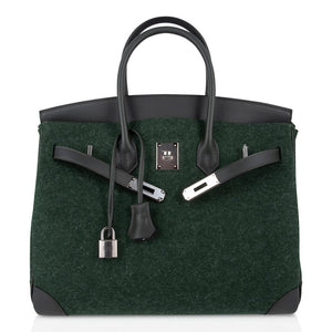 Hermes Birkin 35 Limited Edition Bi-Color Vert Anglais Feutre Vert Cypress Swift