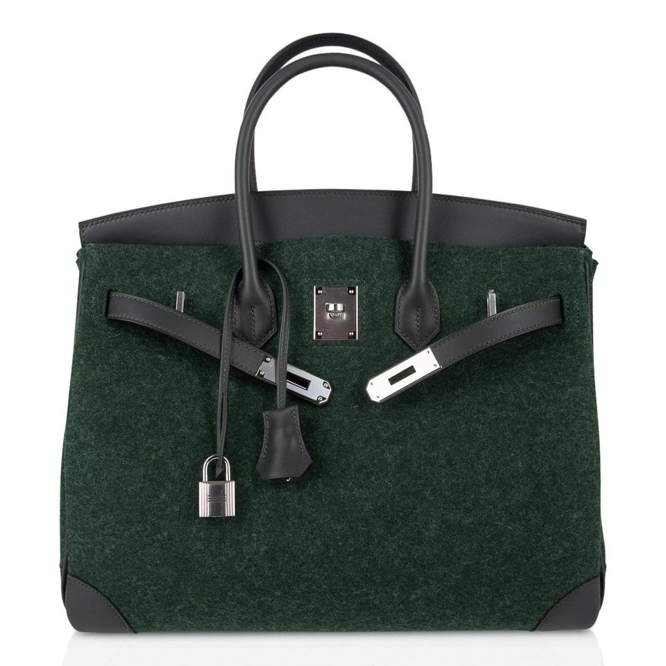 Hermes Birkin 35 Limited Edition Bi-Color Vert Anglais Feutre Vert Cypress Swift