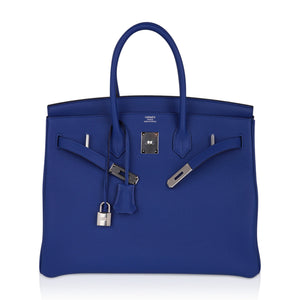 Hermes Birkin 35 Bag Blue de France Togo Leather with Palladium Hardware