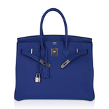 Hermes Birkin 35 Bag Blue de France Togo Leather with Palladium Hardware