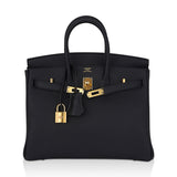 Hermes Birkin 25 Bag Black Togo Leather with Gold Hardware