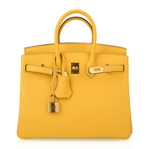 Hermes Birkin 25 Bag Jaune de Naples Novillo Gold Hardware