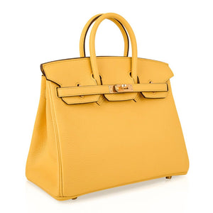 Hermes Birkin 25 Bag Jaune de Naples Novillo Gold Hardware