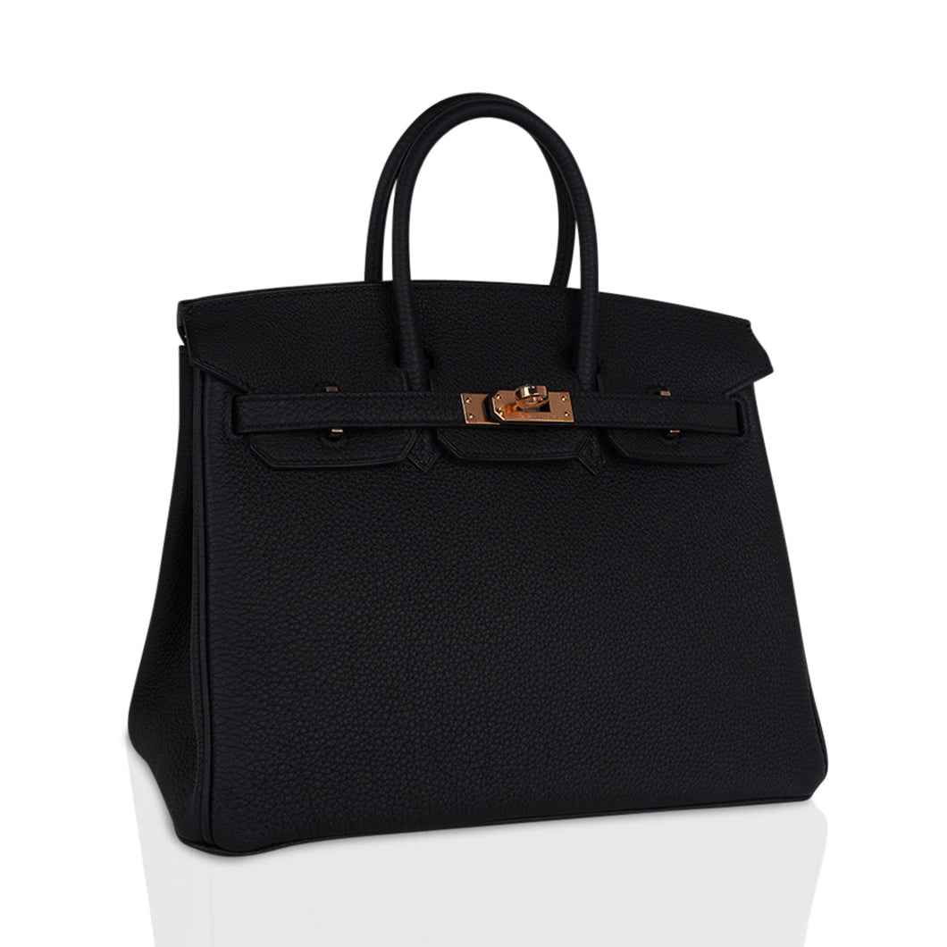 Hermes Birkin 25 Bag Black Togo Leather with Rose Gold Hardware