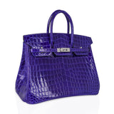 Hermes Birkin 25 Bag Blue Electric Crocodile Vivid Jewel Palladium Hardware