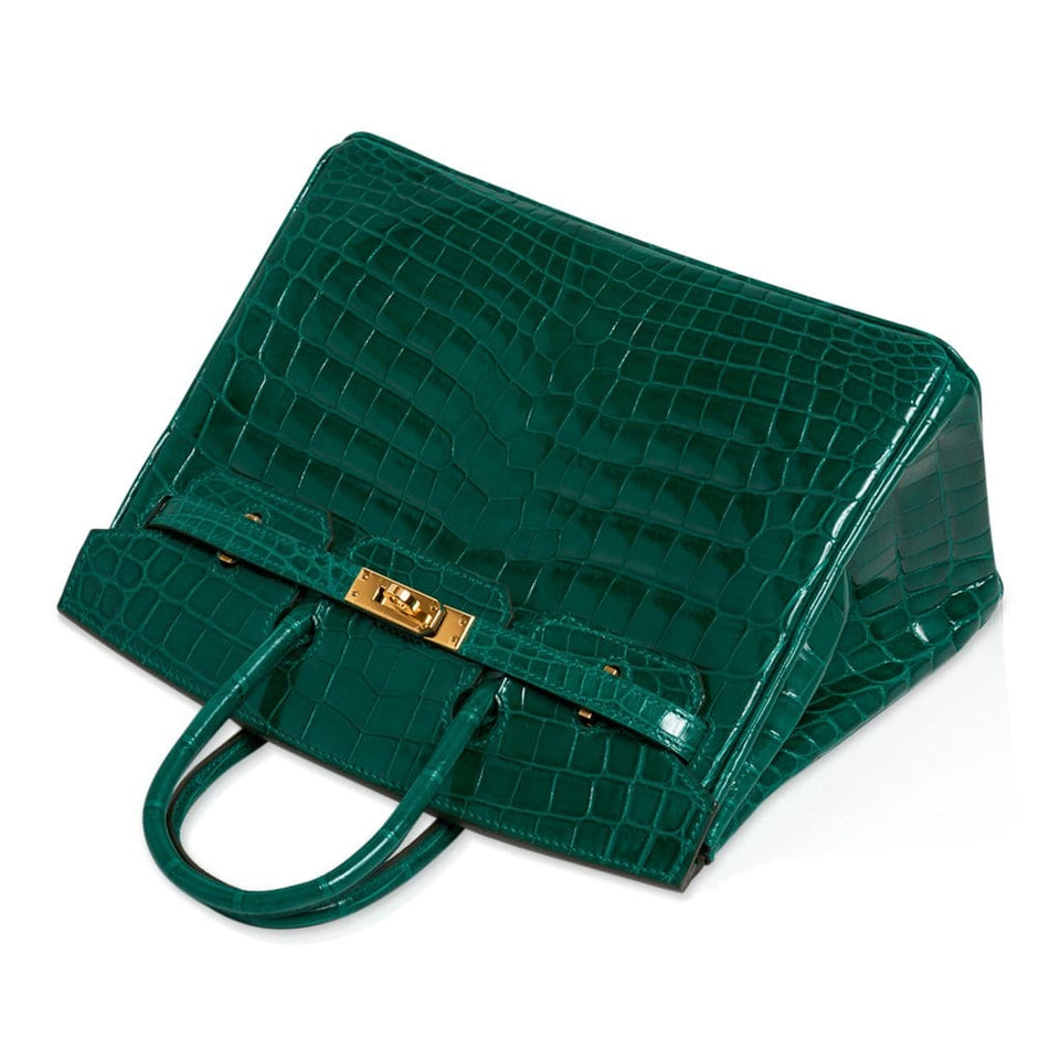 Hermes Birkin 25 Bag Emerald Crocodile Gold Hardware