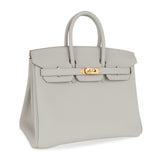 Hermes Birkin 25 Bag Gris Perle Togo Gold Hardware