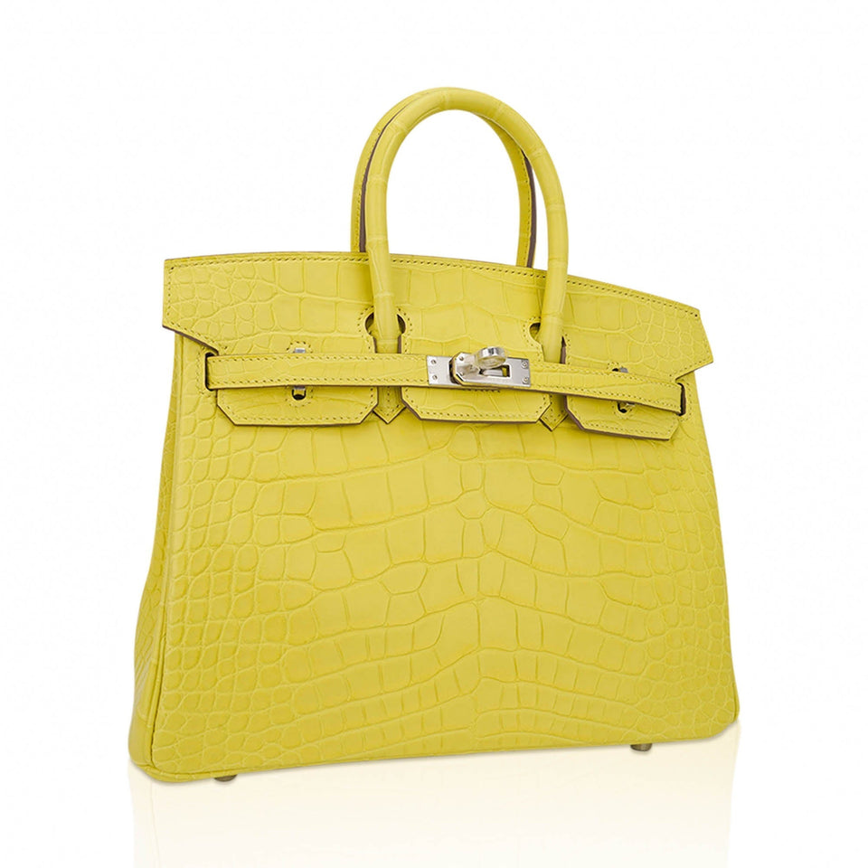 Hermes Birkin 25 Bag Lime Matte Alligator with Palladium Hardware