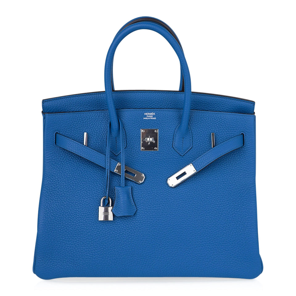 Hermes Birkin 35 Hermes Bag Rich Blue Izmir Clemence Palladium