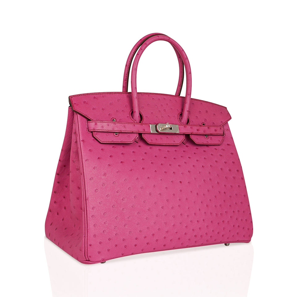 Hermes Birkin 35 Bag Fuchsia Ostrich Palladium Hardware