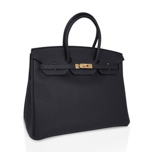 Hermes Limited Edition Birkin 35 Bag Plomb (Off Black) Togo Leather with Gold Hardware