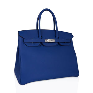 Hermes Birkin 35 Bag Blue de France Togo Leather with Palladium Hardware